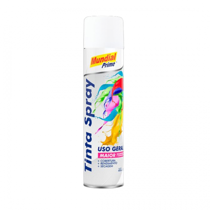 Tinta Spray 400ml Mundial Prime Ug Branco Brilhante